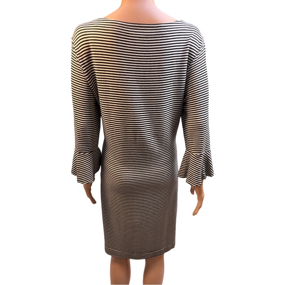 Three Dots Monochrome Black and White Striped Dress XL - Picture 4 of 6